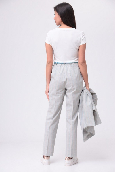 Брюки, жакет, ремень, футболка T&N 7234 серый_бирюза - фото 6