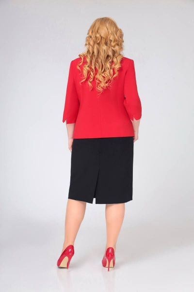 Демисезонный жакет полуприлегающего силуэта из костюмной ткани Swallow 521 красный - фото 7