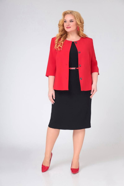 Демисезонный жакет полуприлегающего силуэта из костюмной ткани Swallow 521 красный - фото 6