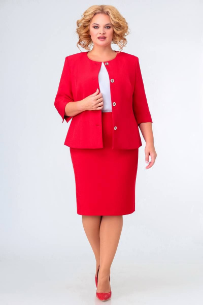 Демисезонный жакет полуприлегающего силуэта из костюмной ткани Swallow 521 красный - фото 2