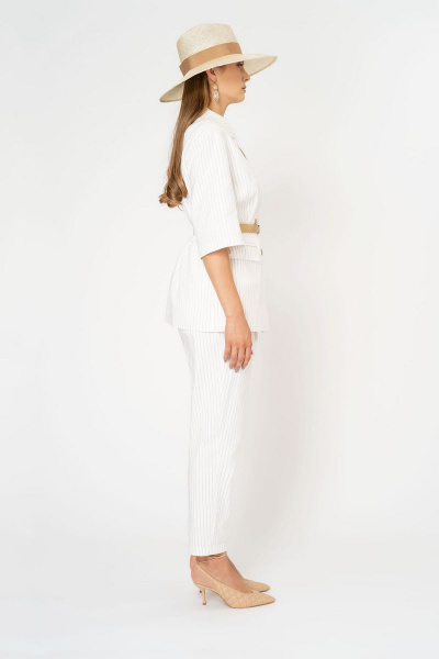 Деловой жакет из текстиля и хлопка для лета Elema 1К-10956-1-170 полоска - фото 2