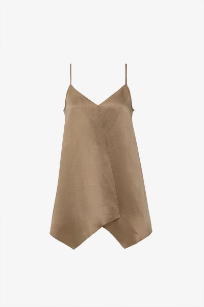 Топ повседневный бежевый из текстиля для лета Elema 2К-11805-1-164 бежевый - фото 1