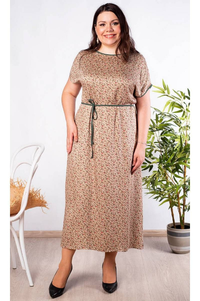 Платье А-силуэта из вискозы с разрезами и поясом Camelia 21211 1 - фото 2