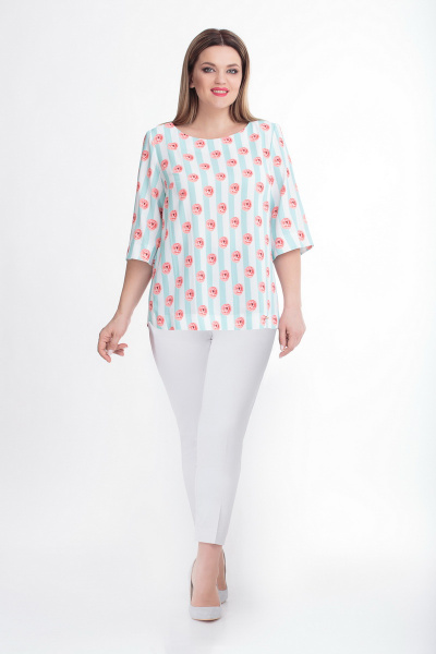 Туника на каждый день с коротким рукавом и фигурной нижней отделкой DaLi 3152 розочки - фото 1