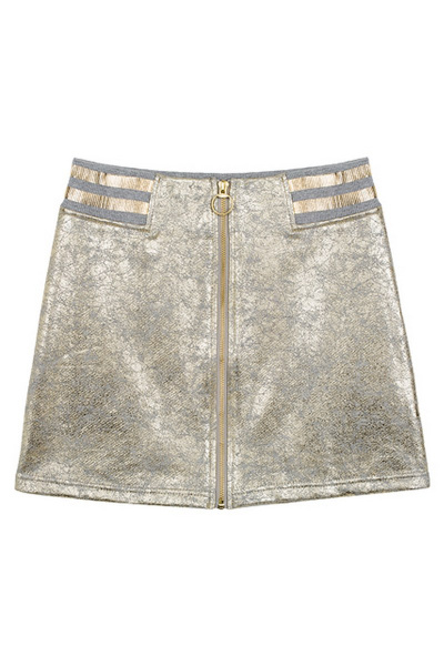 Желтая юбка-трапеция из трикотажа с металлическим эффектом Bell Bimbo 190060 золото - фото 1