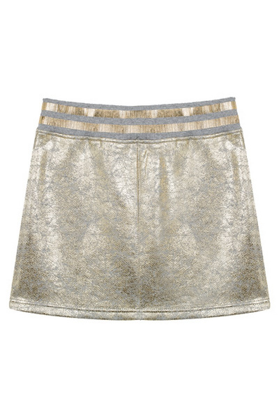 Желтая юбка-трапеция из трикотажа с металлическим эффектом Bell Bimbo 190060 золото - фото 2