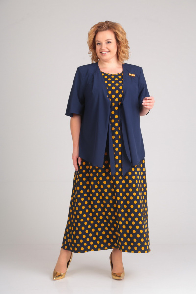 Блуза, платье Andrea Style 00144 синий-горох - фото 1