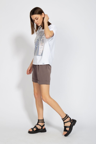 Майка свободного кроя из хлопка с цифровым принтом летучая мышь Kivviwear 4072.01 - фото 8