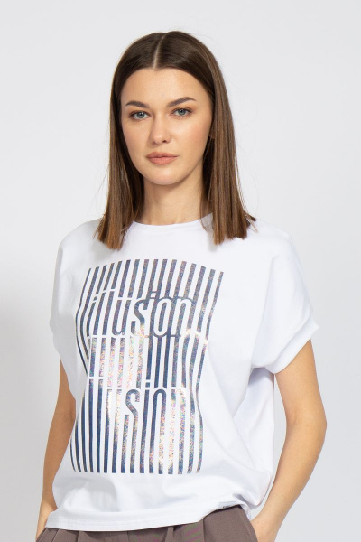 Майка свободного кроя из хлопка с цифровым принтом летучая мышь Kivviwear 4072.01 - фото 1