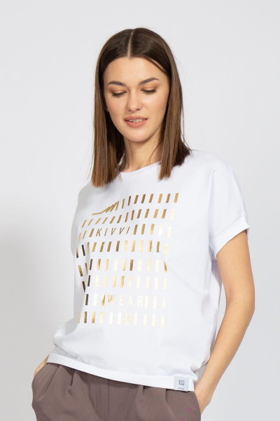 Майка свободного кроя из хлопка с цифровым принтом летучая мышь Kivviwear 4072.02 - фото 1