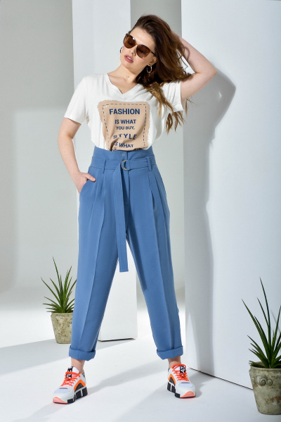 Футболка прямого кроя с печатью, вырезами и коротким рукавом Anna Majewska Ф136 беж - фото 1