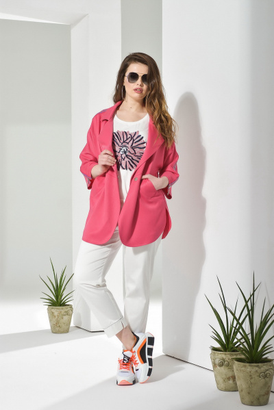 Молочная футболка с декоративной вышивкой из вискозы и трикотажа Anna Majewska Ф193 P - фото 2