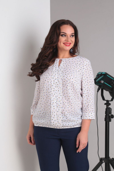 Блуза из струящейся ткани с длиной 60 см на каждый день Grace for you 004 белый - фото 1