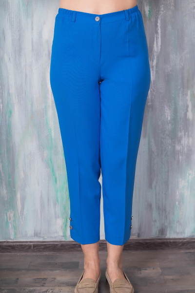 Прямые брюки с разрезами и декоративными пуговицами Avila 0925 лазурный - фото 1