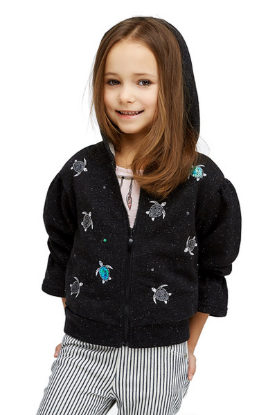 Жакет для девочки в стиле на каждый день с рюшей и пайетками Bell Bimbo 190051 черный - фото 1