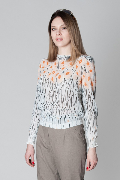 Демисезонная блузка из шифона с растительным принтом Ouarida 19Л068 - фото 1