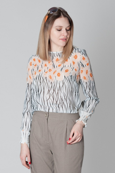 Демисезонная блузка из шифона с растительным принтом Ouarida 19Л068 - фото 2