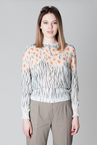 Демисезонная блузка из шифона с растительным принтом Ouarida 19Л068 - фото 4