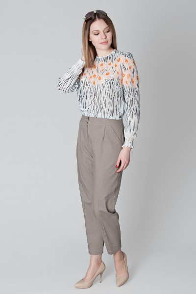 Демисезонная блузка из шифона с растительным принтом Ouarida 19Л068 - фото 5