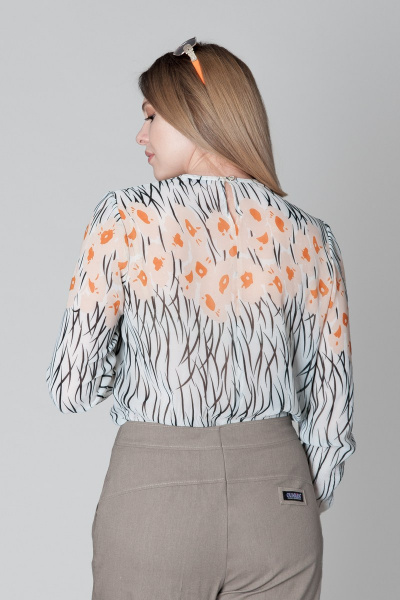 Демисезонная блузка из шифона с растительным принтом Ouarida 19Л068 - фото 6