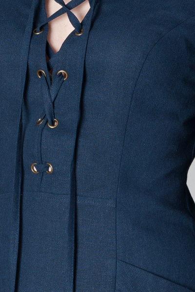 Платье из льна с карманами и шнуровкой Ouarida 19П070 - фото 3