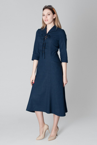 Платье из льна с карманами и шнуровкой Ouarida 19П070 - фото 5