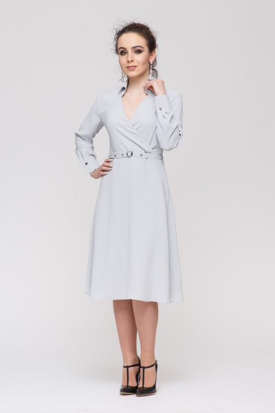 Платье миди с приталенным силуэтом и V-образным вырезом Domna 472(164) серый - фото 5