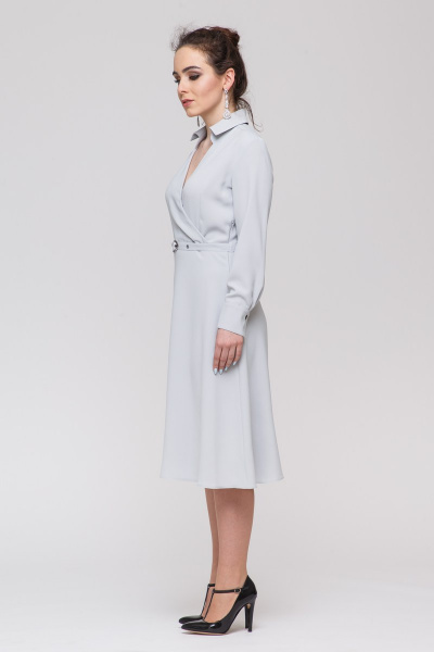 Платье миди с приталенным силуэтом и V-образным вырезом Domna 472(164) серый - фото 2