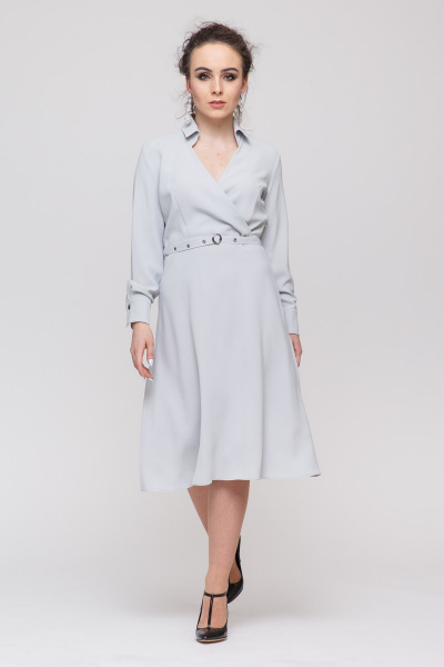 Платье миди с приталенным силуэтом и V-образным вырезом Domna 472(164) серый - фото 3