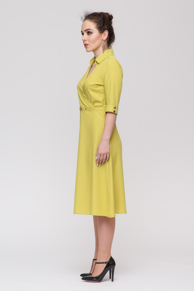 Платье миди с расклешенной юбкой и поясом Domna 474(164) лимонный - фото 4