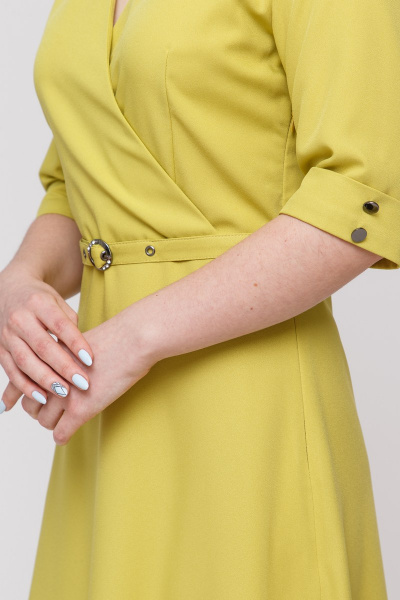 Платье миди с расклешенной юбкой и поясом Domna 474(164) лимонный - фото 6