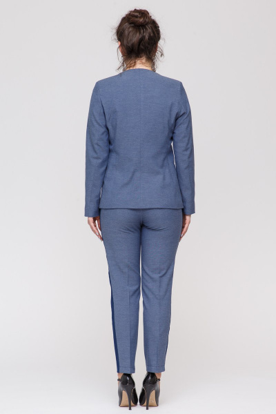 Синий костюм из вискозы с зауженными брюками и приталенным жакетом Domna 16043(170) - фото 5