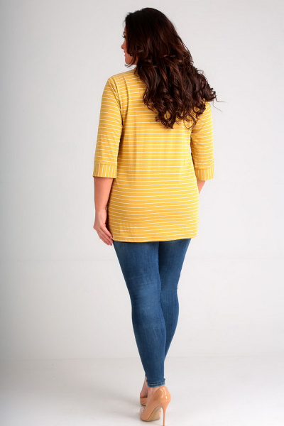 Свободная блуза из модал с нагрудным карманом и рукавом 3/4 Таир-Гранд 62327 горчица - фото 2