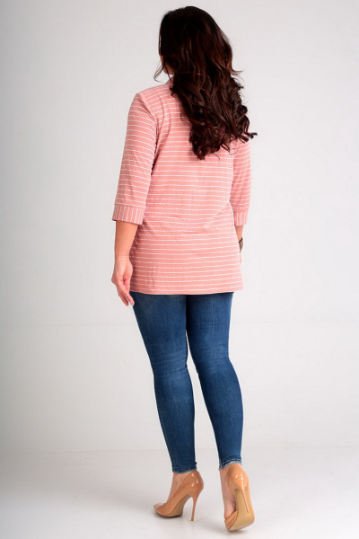 Свободная блуза из модал с нагрудным карманом и рукавом 3/4 Таир-Гранд 62327 розовый - фото 2