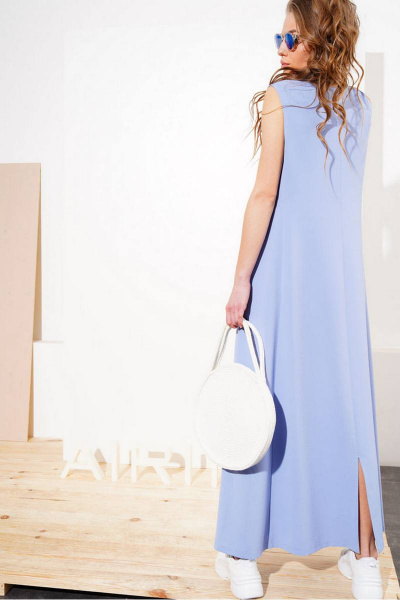 Голубое платье на каждый день из текстиля комфортное AIRIN 1641 - фото 2