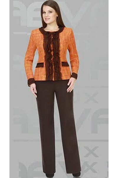 Жакет и брюки-комбинированные в деловом стиле Eva Lux 1400/1 - фото 1