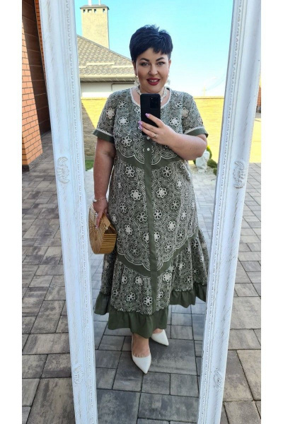 Платье Vittoria Queen 15053 олива_молоко - фото 4