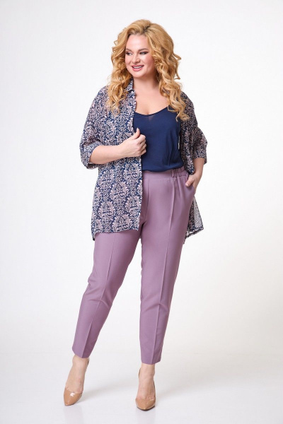 Классические брюки из хлопка с боковыми карманами Anelli 518 темная_пудра - фото 2