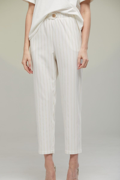 Комбинированный костюм из вискозы: брюки и жакет Luna 044 молоко - фото 5