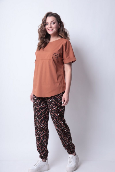 Блуза, брюки Michel chic 1285 коричневый - фото 2