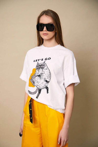 Белая oversize футболка из мягкого трикотажа Rivoli 2246 - фото 2