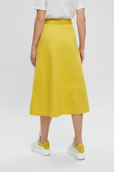 Юбка трапеция демисезонная из хлопкового текстиля Legend Style S-009 горчица - фото 8