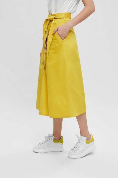 Юбка трапеция демисезонная из хлопкового текстиля Legend Style S-009 горчица - фото 7