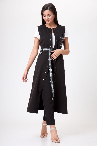 Жилет черный длинный классический с карманами Anelli 1237 черный - фото 5