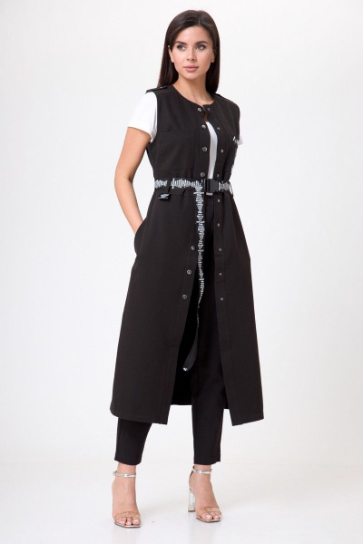 Жилет черный длинный классический с карманами Anelli 1237 черный - фото 4