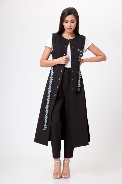 Жилет черный длинный классический с карманами Anelli 1237 черный - фото 3