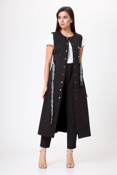 Жилет черный длинный классический с карманами Anelli 1237 черный - фото 2