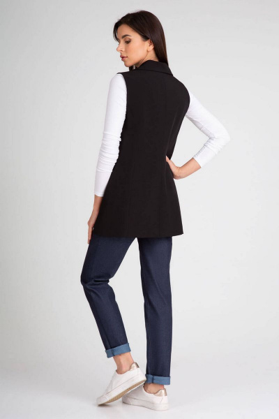 Удлиненный жилет с боковыми карманами и лацканами IVARI 204 черный - фото 5