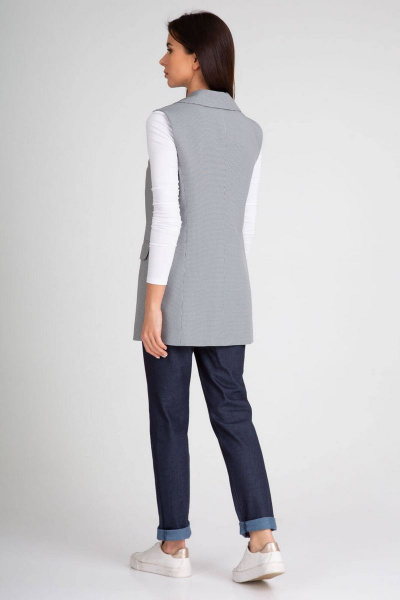 Длинный жилет с рельефами и однобортной застежкой IVARI 204 гусиная_лапка - фото 5