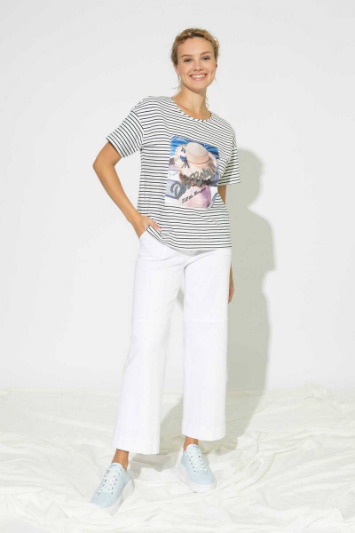 Летний джемпер из хлопка с полосками и коротким рукавом Femme & Devur 30567 1.54F(170) - фото 4